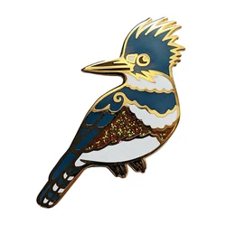 Cute Bird Enamel Pin Glitter woodpecker Brooch nature animal lovers gift