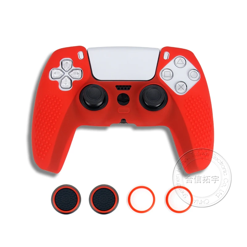 HOTHINK 1 مجموعة غطاء من السيليكون مع أغطية الإبهام لوحدة تحكم PS5 المضادة للانزلاق جزيئات محدبة غطاء مقبض ل بلاي ستيشن 5 DualSense
