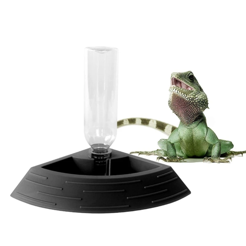 Automatic Reptile Feeder Waterer 2 in 1 Tortoise Food and Water Bowl Small Animal Dispenser Terrarium Corner Dish for Lizard