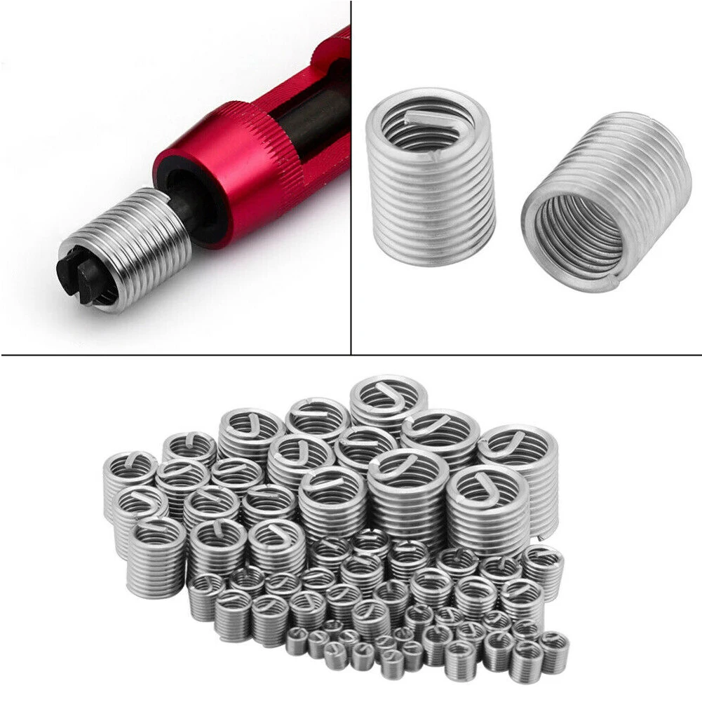 60pcs Fastening Thread Insert Set Stainless Steel Repair Tool Insert Kit Spiral Wire Screw Sleeve Wear M3 M4 M5 M6 M8 M10 M12