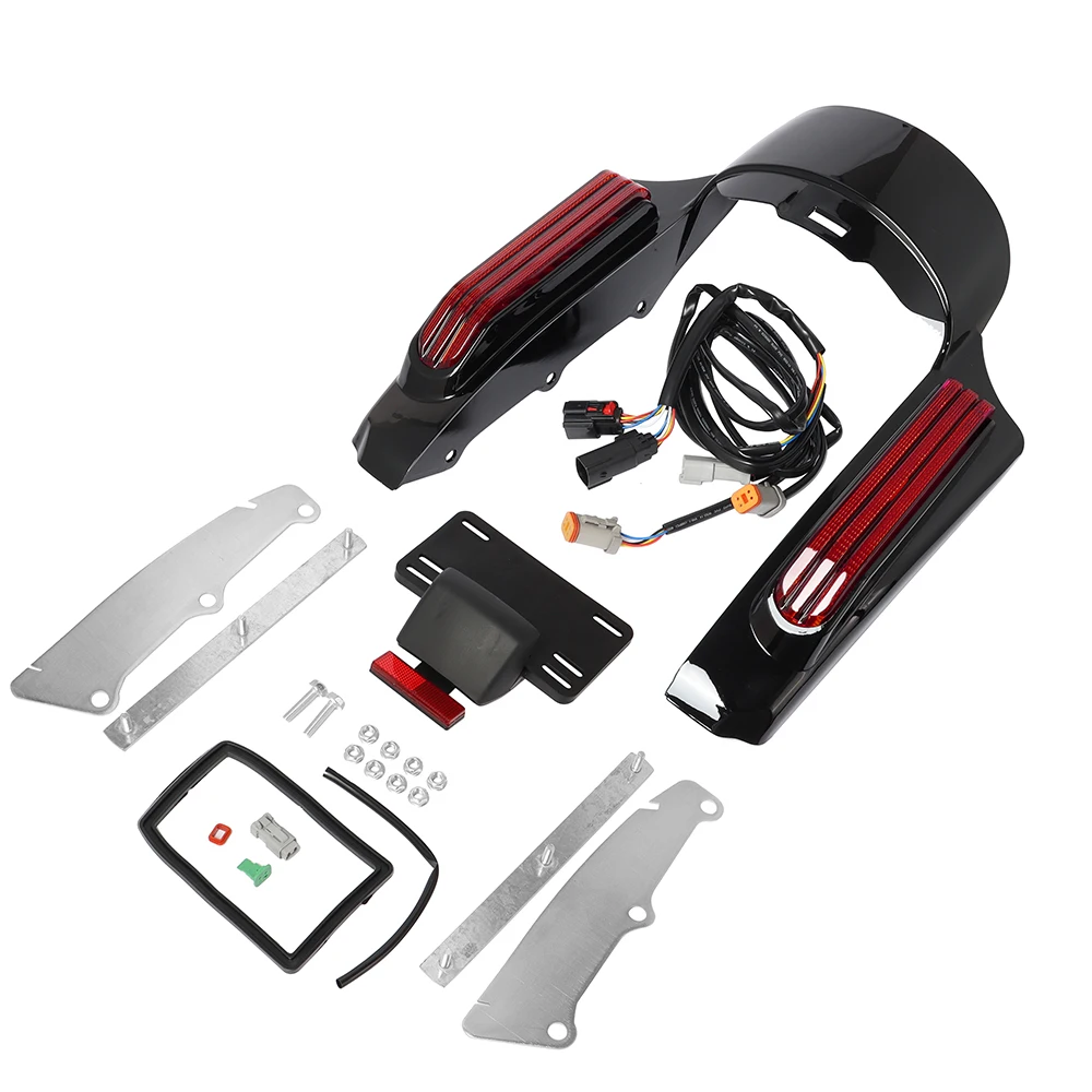 Motorfiets Led Licht Achterspatbord Extension Fascia Set Voor Harley Touring Electra Street Glide Road King Flhr Fltrx 2014-2022