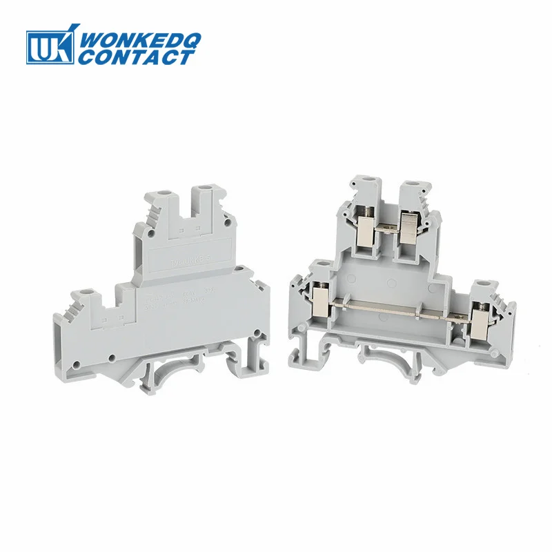 10Pcs UKK/UKKB 5 Double-Level Terminal Block 2 Layer 0.2 - 4 mm² Plug Wire Electrical Screw Connector DIN Rail Termin UKK5 UKKB5