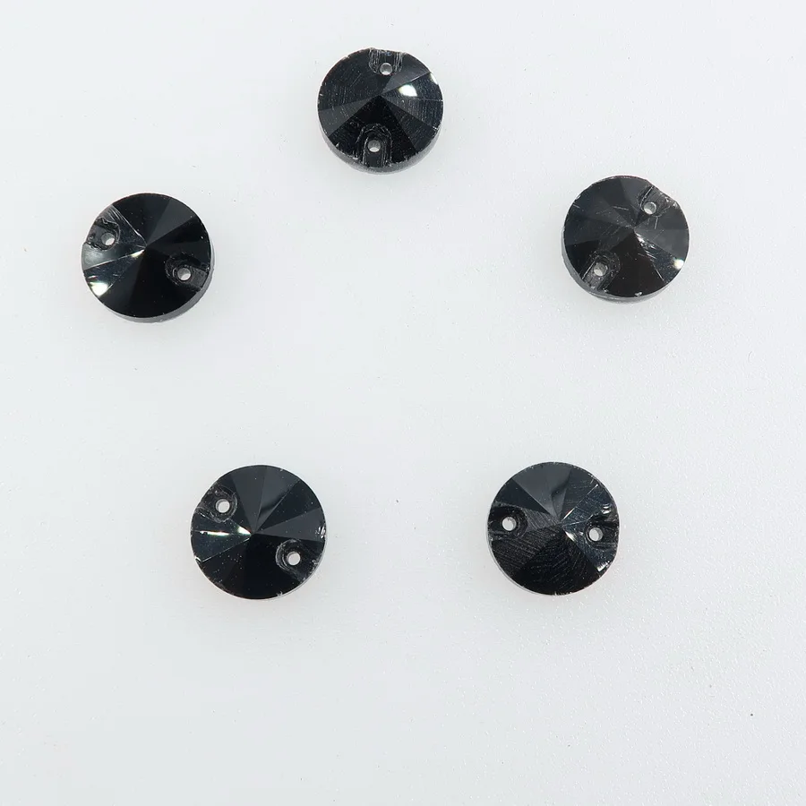Rivoli runde Glas-Kristall-Flachsteine mit 2 Löchern, 6 Größen, zum Aufnähen, Strass-Perlen, Kristalle für Hochzeitskleider, Schuhe, Taschen, DIY – Detail 5