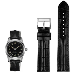 Genuine Leather Watchband For Hamilton Khaki Field Jazz H70605731/H32705521 Men's Cowhide Watch Band Strap Bracelet 20mm 22mm