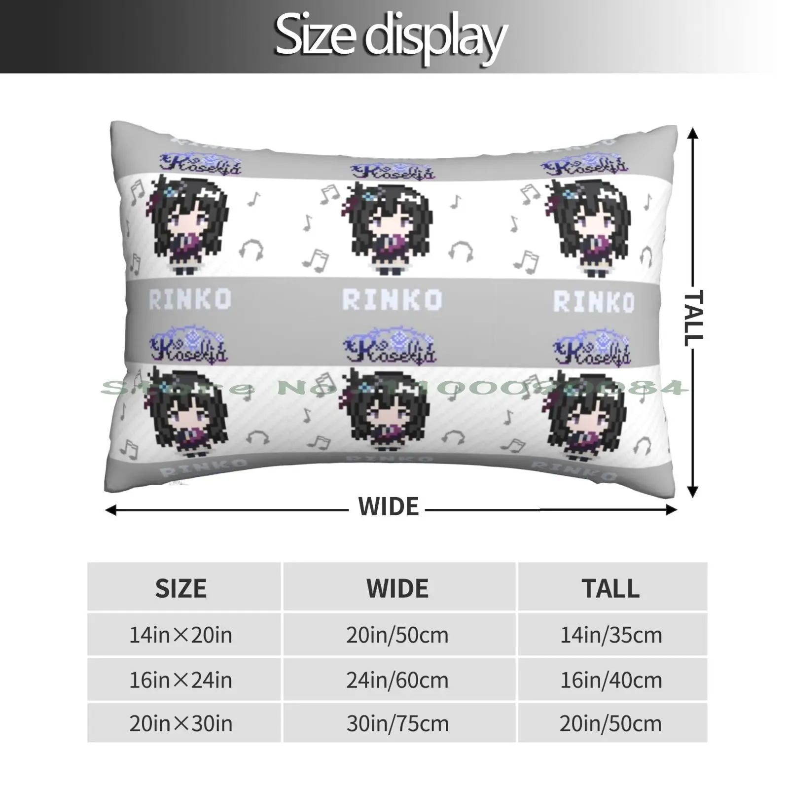 Bang Dream ! Roselia Rinko Shirokane Pixel Art 2 Pillow Case 20x30 50*75 Sofa Bedroom Cool Beans Green Beans Character Food