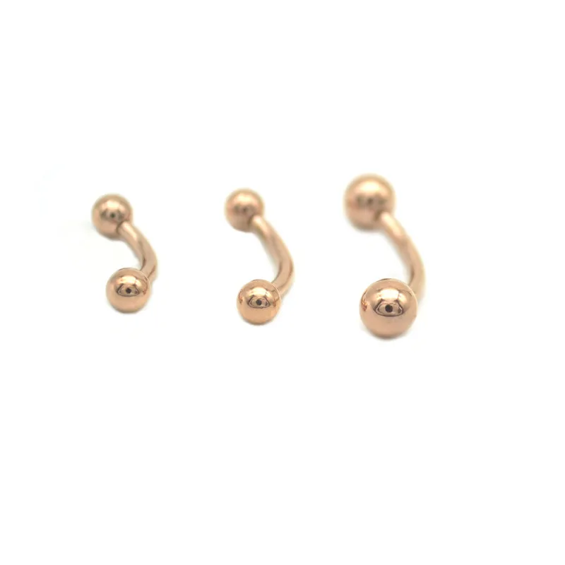 Rose Gold Color Eyebrow Ring 6mm 8mm 10mm Curved 1.2mm BARBELLS body jewelry Fashion Body Piercing Jewelry