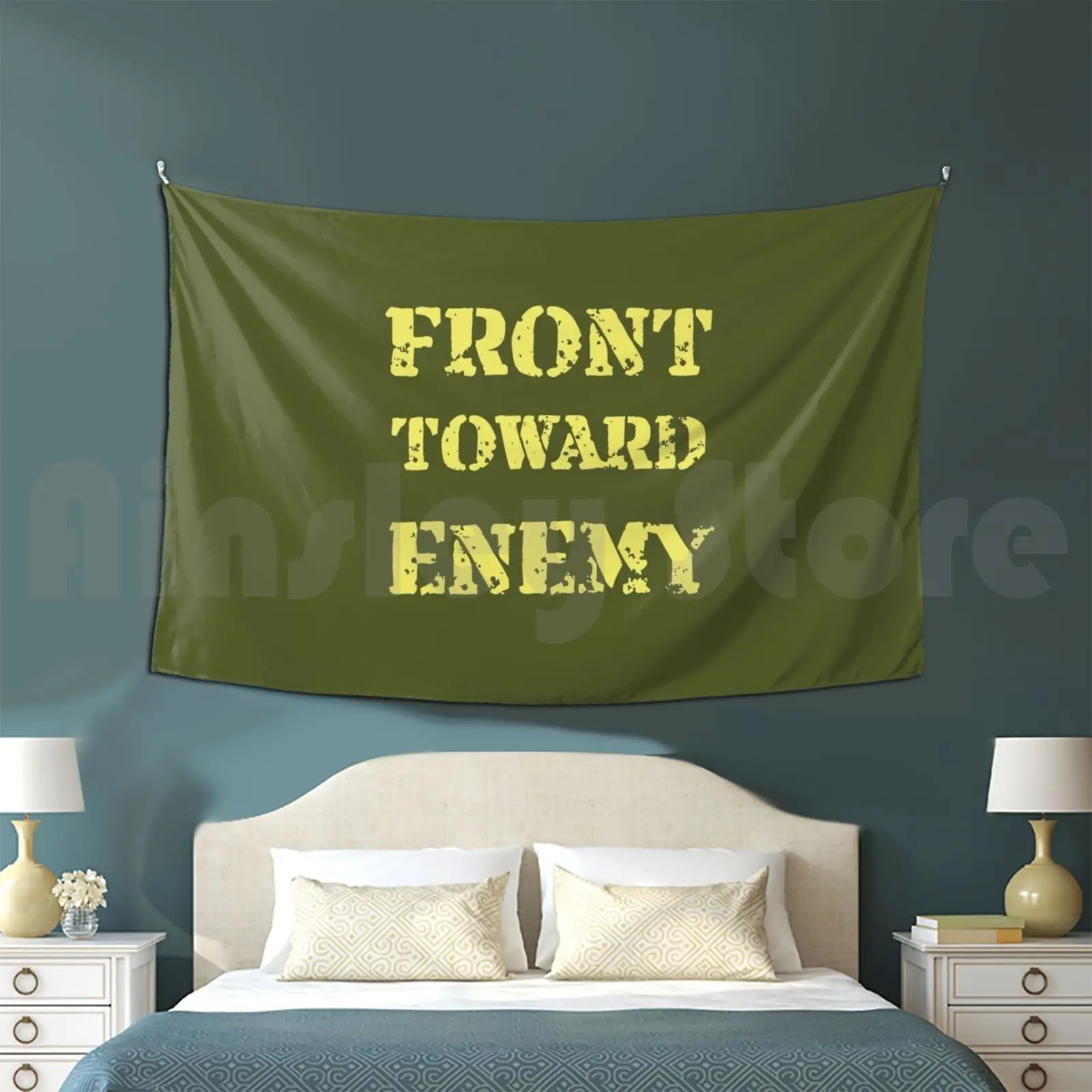 Front Toward Enemy Tapestry Living Room Bedroom Front Toward Enemy Army Soldier Claymore Green