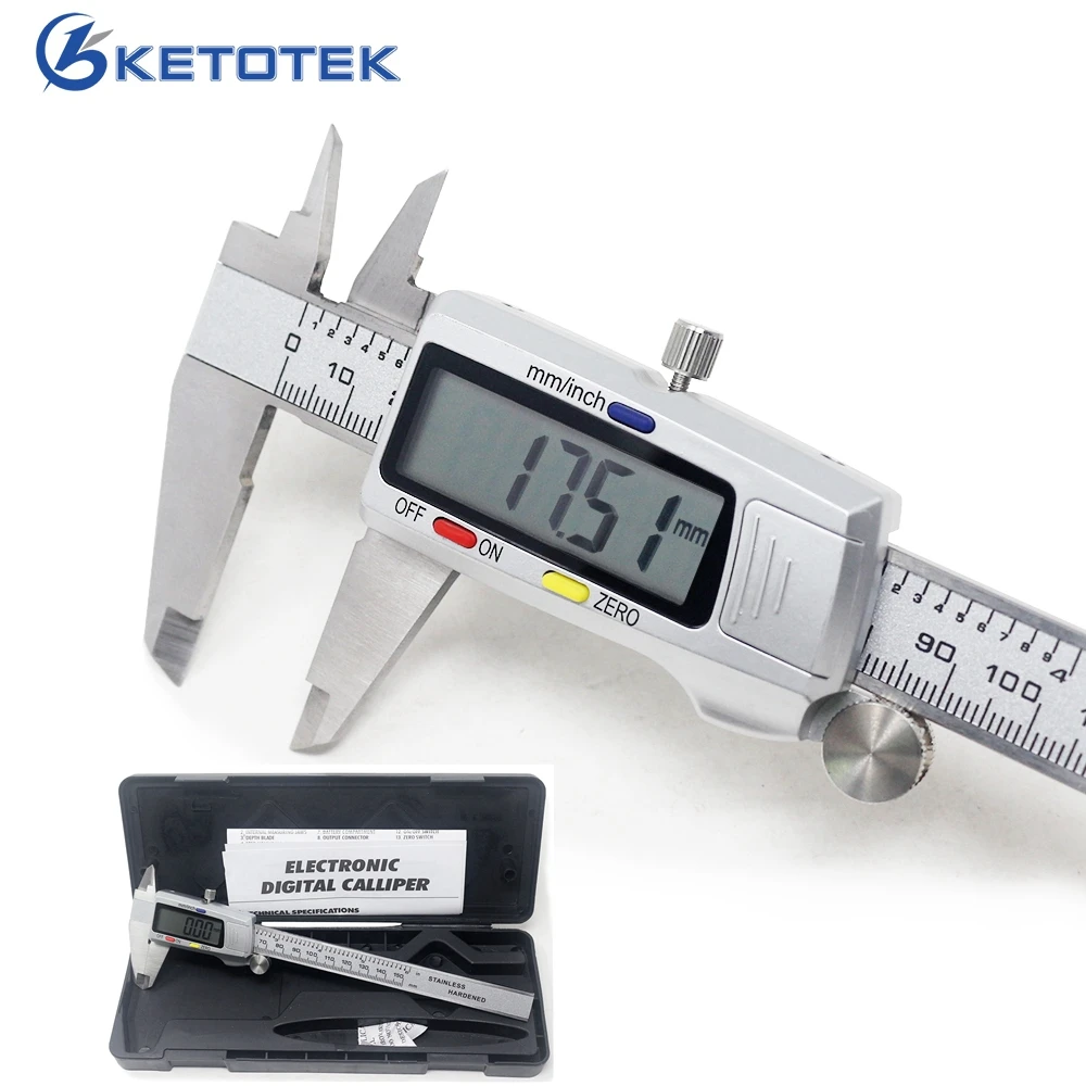 Stainless Steel Electronic Digital Vernier Caliper 6Inch 0-150mm Metal Micrometer Measuring Tool Digital Ruler