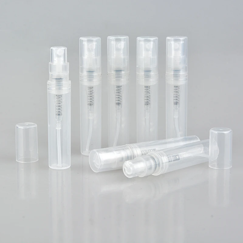 100pcs/lot 2ml 3ml 5ml Plastic Spray Perfume Bottle Refillable Oil Bottles Atomizer Mini Protable Cosmetics Container