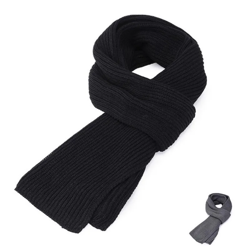 Men\'s Knitted Scarf Winter Muffler Warm Face Earflaps Shawl Chenille Hand Knitting Scarves Leisure Black