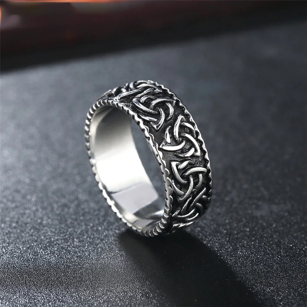 Nordic Stainless Steel Viking Ring Men Amulet Retro Odin Celtics Knot Trinity Rings For Men Fashion Jewelry Gift Wholesale