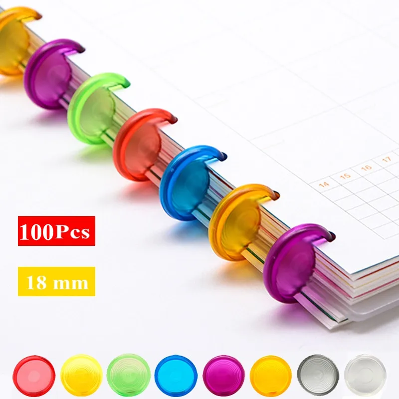 Bộ 100 18Mm Nấm Lỗ Đĩa Chất Kết Dính Cho Máy Tính Xách Tay/Người Lập Kế Hoạch Tự Làm Lỏng Lá Ràng Buộc Nhẫn Discbound Đĩa CX19-004