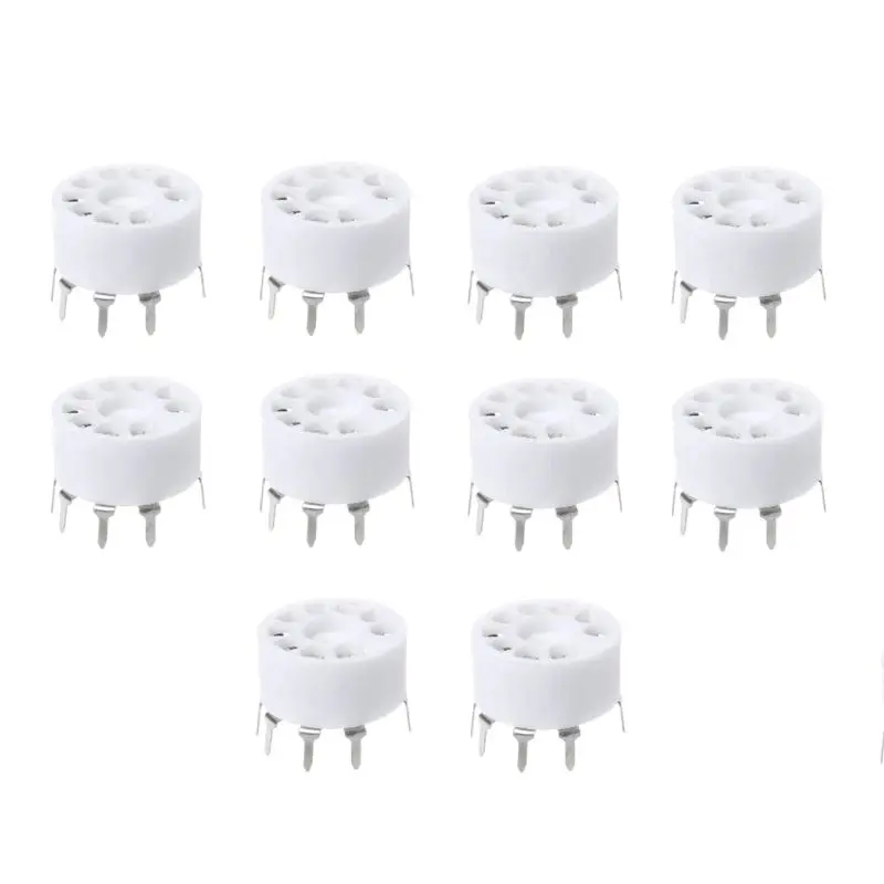 10pcs 9-pin Outlet Electronic Tube Ceramic Sockets Gold Plated Tube Holder Audio Accessories