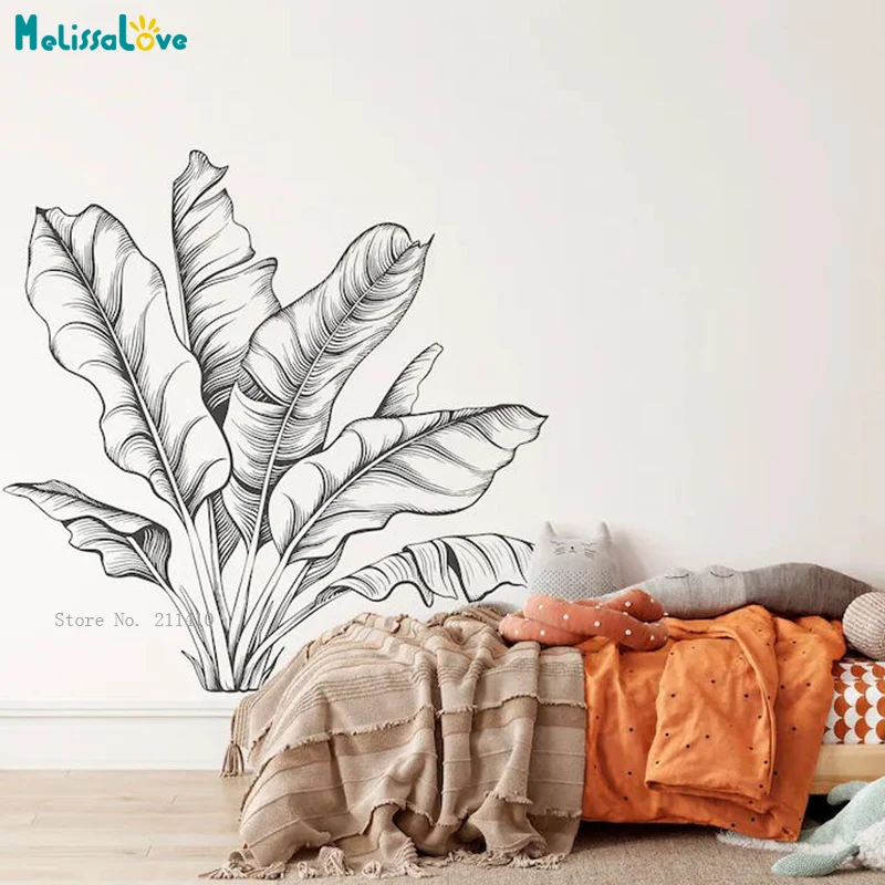 Large Size Tropical Plant Wall Decals Banana Leaves Plant Home Decor Bedroom Nursery Modern Murals Vinyl YT6535