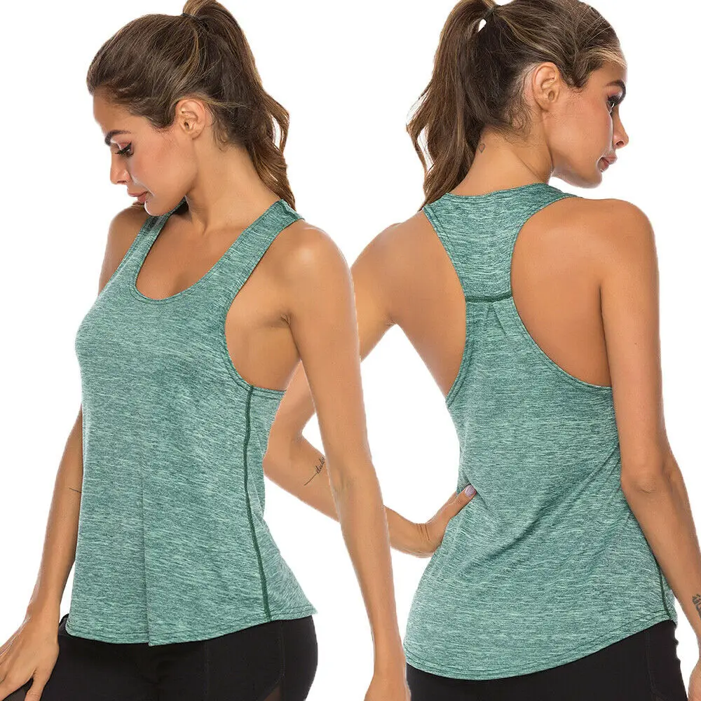 Women Fitness Yoga Shirt Sports Gym Racer Back Running Vest Jogging Yoga Tank Top 5 Colors Female Yoga Shirts Workout Wear