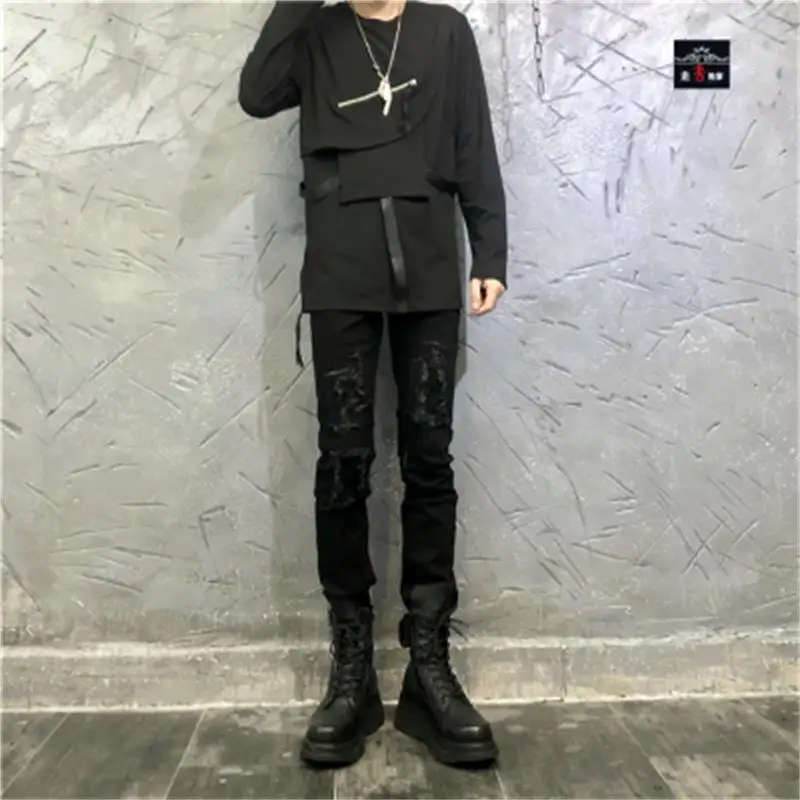 

Men'S Long Sleeve Shirt Spring And Autumn New Personality Zipper Pocket Decoration Dark Stitching Casual Large Size Jacket