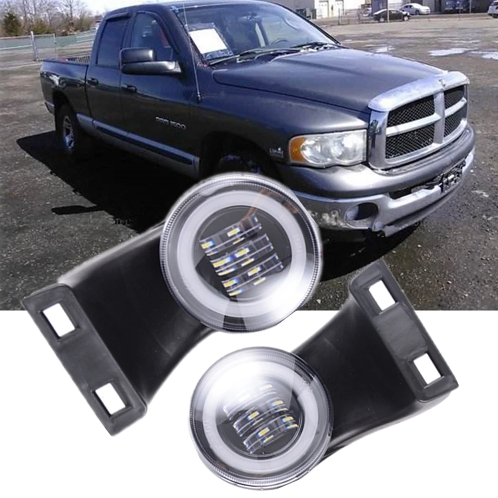 Car Front Bumper Halogen Lamp / Led Fog Lights White DRL Halo For Dodge Ram 1500 2500 3500 1994-2002