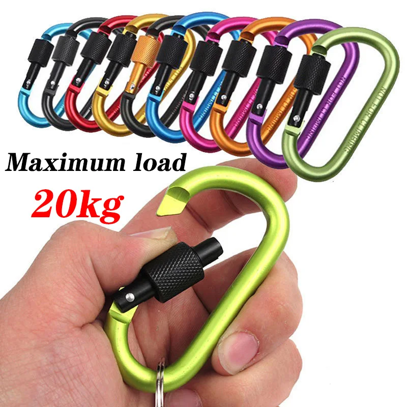 1Pcs Carabiner Climbing 77mm Locking Type D Quick Draw Carabiner Buckle Hanging Hard Aluminum Nut Backpack Accessories Tools