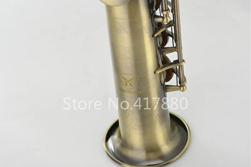 MARGEWATE B Flat Straight Pipe Soprano Saxophone Professional Brass Antique Copper Sax Musical Instrument with Case New Arrival