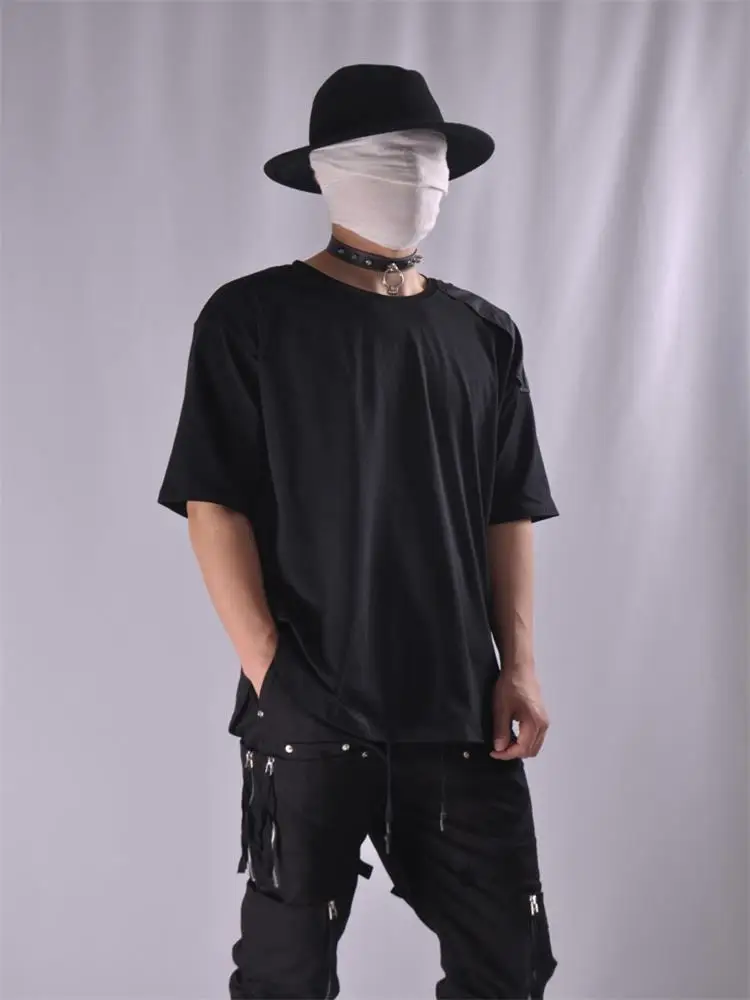 

Men's Short Sleeve T-Shirt Summer New Solid Color Round Collar European High Street Long Pocket Half Sleeve T-Shirt