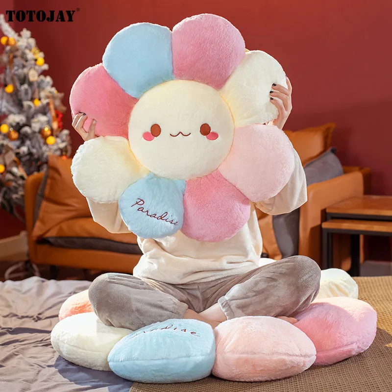 

40-90cm Smile Sunflower Plush Toy Stuffed Donut Doll Cat Pet Cushion Mat Pillow Home Bedroom Car Shop Restaurant Decor Girl Gift