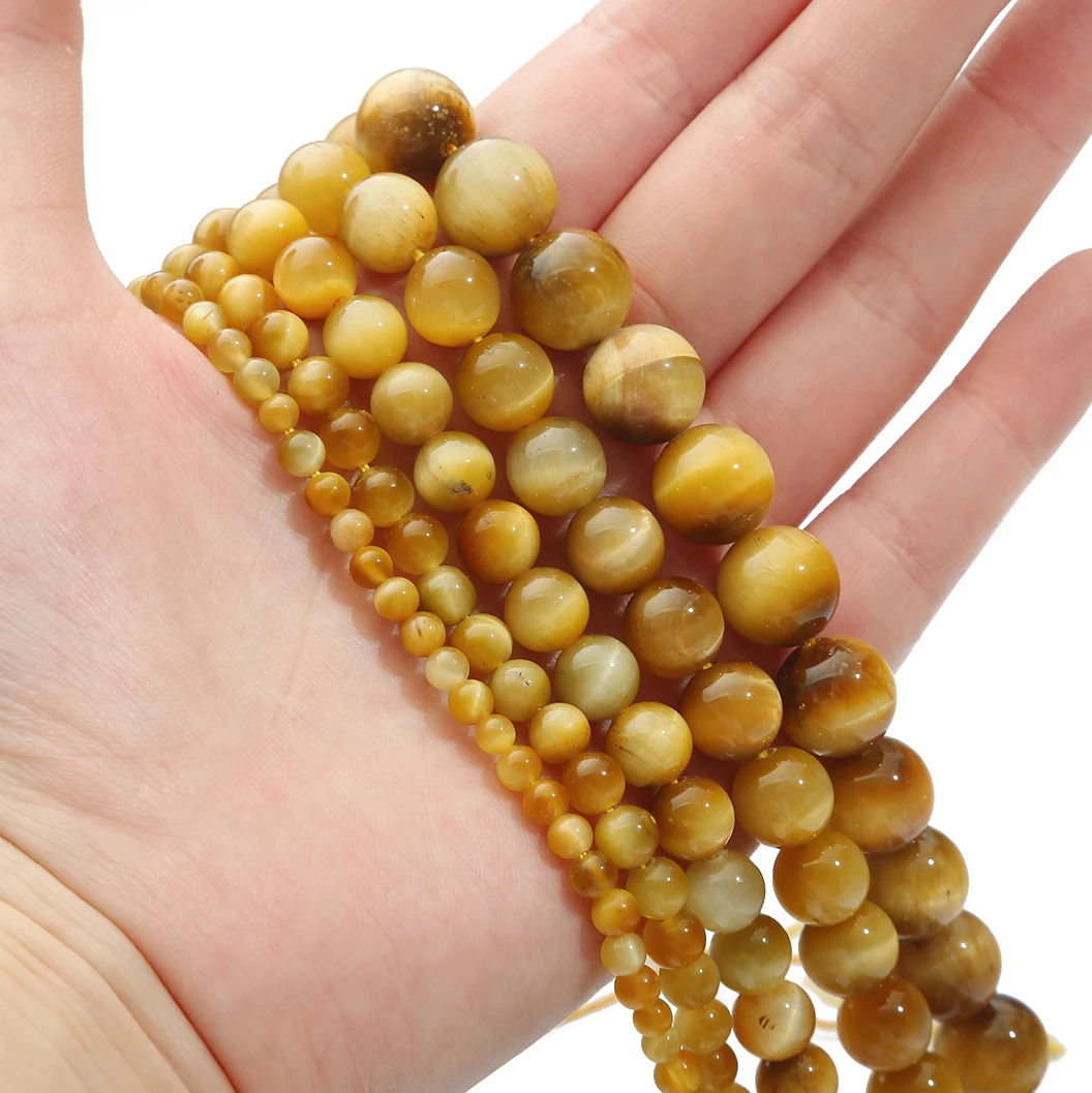 Certificate Natural Yellow Gold Amber Gemstone 4mm 6mm 8mm Marquise Round Beads Bracelets Healing Stone For Woman Man Gift