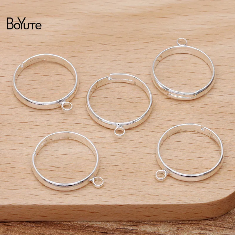 BoYuTe (50 Pieces/Lot) 5 Colors Inner 18MM Diameter Adjustable Ring Base Settings with One Loop Diy Jewelry Accessories Parts image 3
