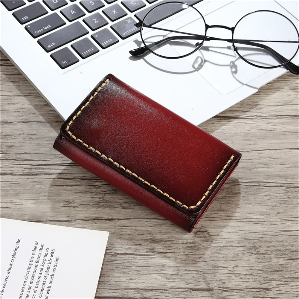 

First Layer leather Wallet Handmade Vegetable Tanned Leather Coin Purse Large Capacity Card Package Purse Bag Wallet Hasp Purse