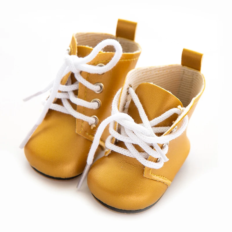 Jolies chaussures en cuir pour poupées de bébé de 43cm, 17 pouces, nouvelle collection