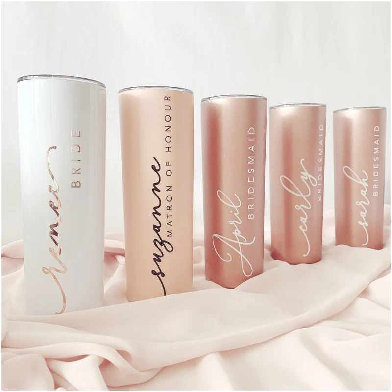 

Personalized Tumbler With Straw Bridesmaid Gift Custom Tumbler Skinny Tumbler Bridesmaid Cups Proposal Bachelorette Party Favors