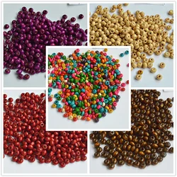 4mm 300pcs/Lot Coffee Natural Wooden Beads Round Hole Beads Mixed Colorful Beads DIY Beads for Jewelry Making Decoration