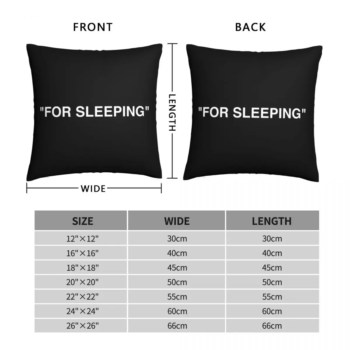 FOR SLEEPING LOGO WHITE Square Pillowcase Polyester Linen Velvet Pattern Zip Decor Pillow Case Car Cushion Cover 18