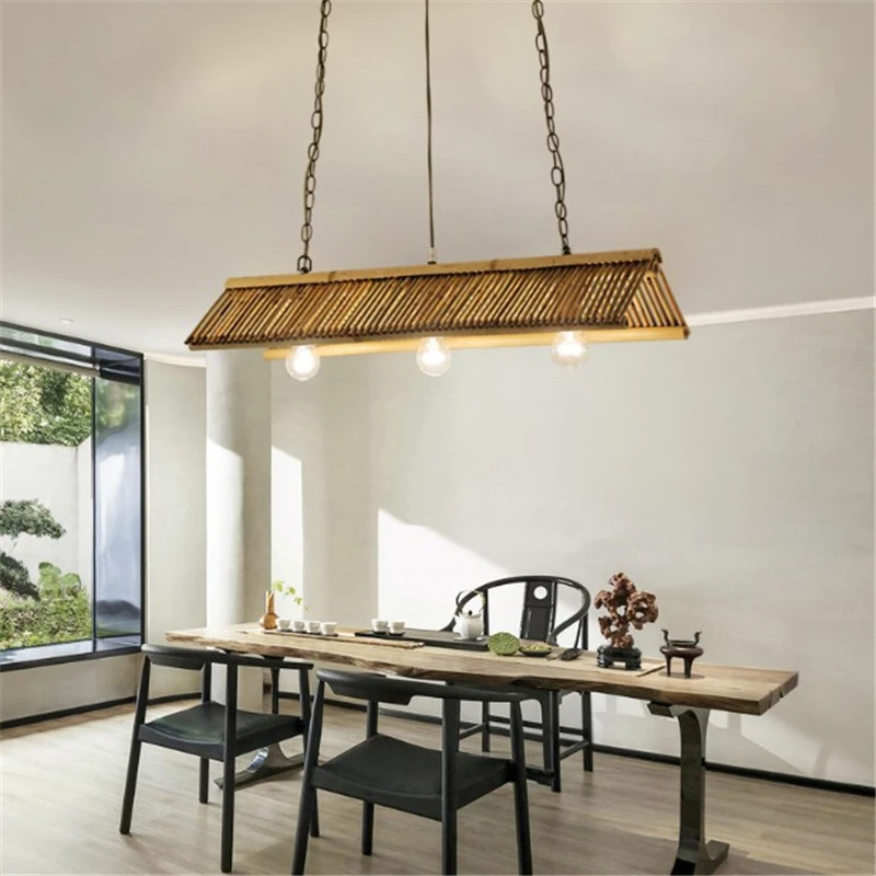 Vintage Bamboo Pendant Chandeliers Creative Chinese Classic Hanging Lamp for Kitchen Cafe Bar Inn Restaurant Lighting