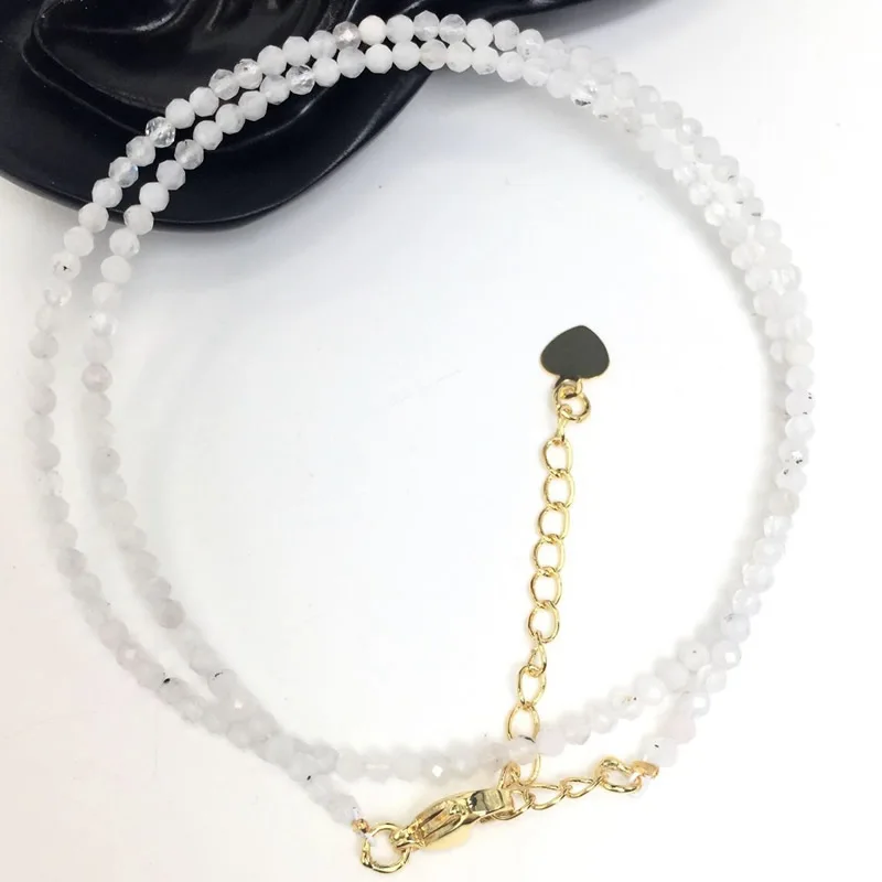 Natürliche Stein Perlen Halsketten 2MM Kleine Größe Facettierte Runde Quarts Turmalin Mini Perlen Halsketten Für Frauen Schmuck Geschenke – Detail 22