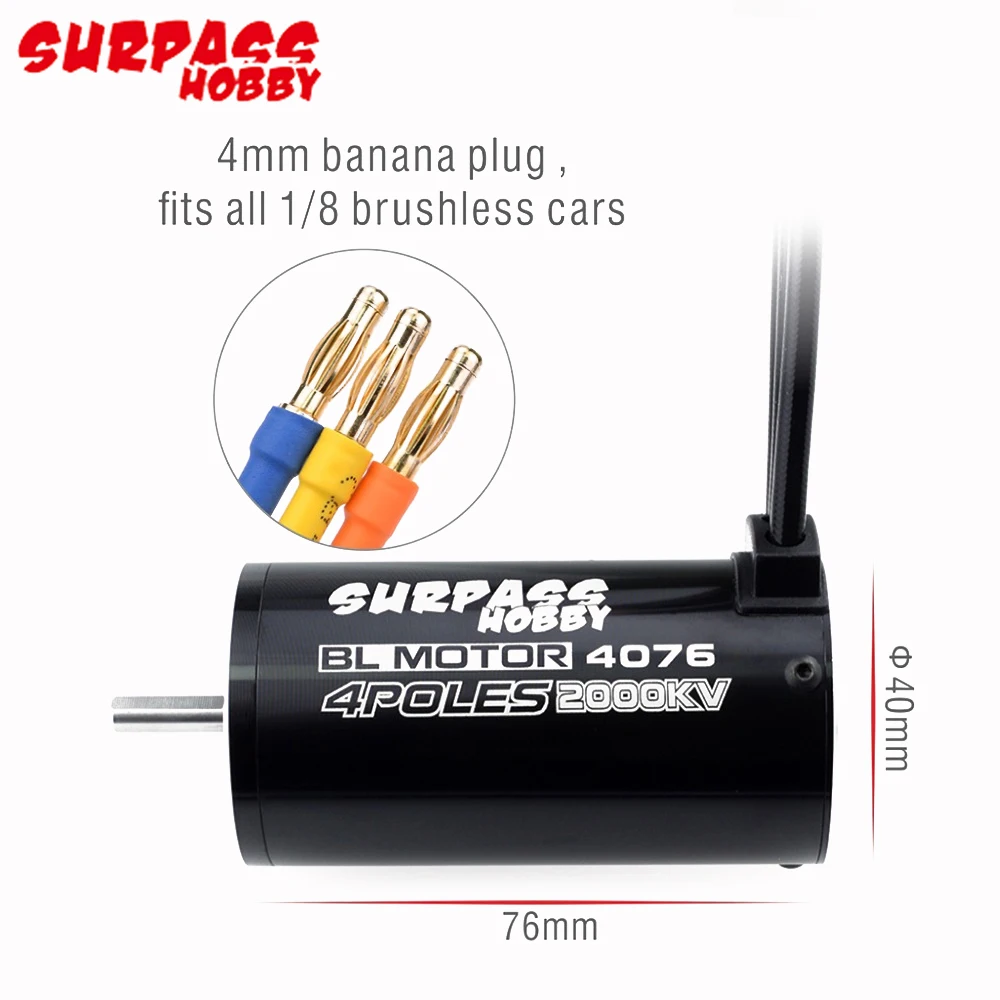 RC 4076 1350KV/1550KV/1700KV/2000KV/2250KV motore Brushless Sensorless con ESC 120A e scheda di programma per giocattoli per camion auto 1/8 RC