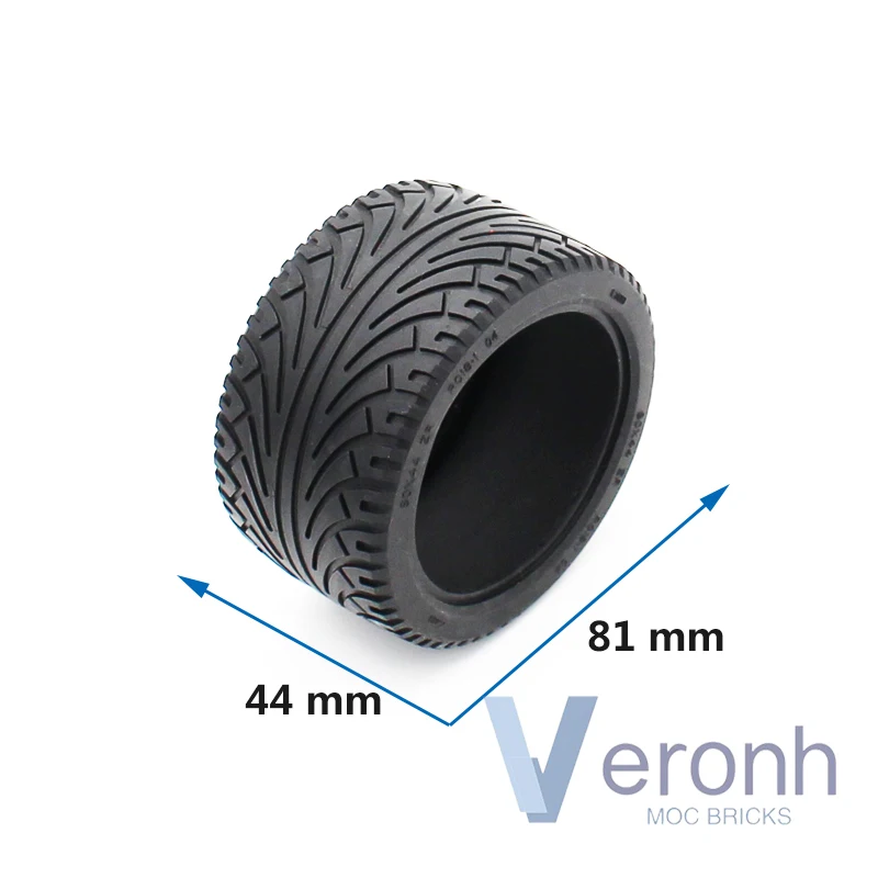 4 Pcs/Lot Tire 80 X 44 ZR Technical Diagonal Tread 23799 Compatible 23800 68577 35187 Wheel MOC High-Tech Building Blocks Bricks