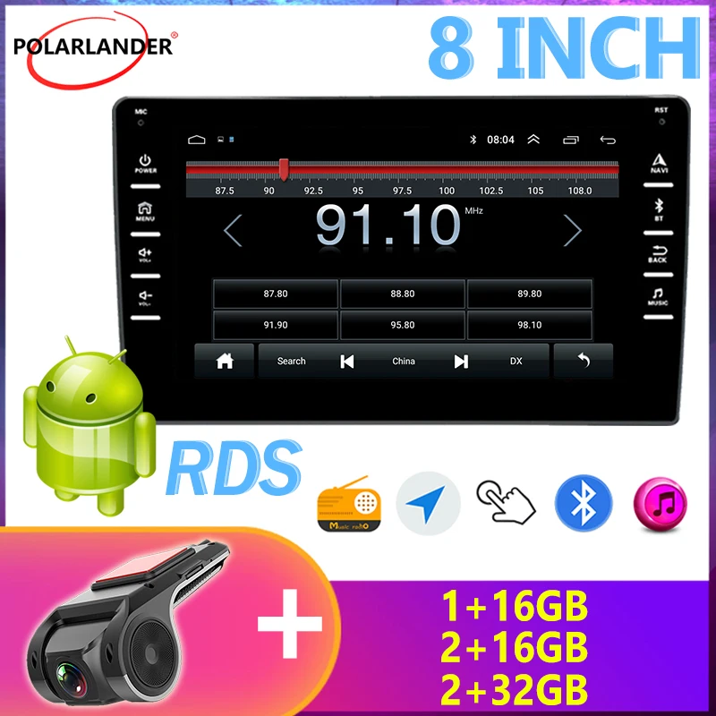 

Car Radio 2 Din Android 9.0 Bluetooth 8″ Multimedia Player 2USB WIFI RDS 1+16G/2+16G/2+32G GPS for Hyundai Kia Toyota Volkswagen