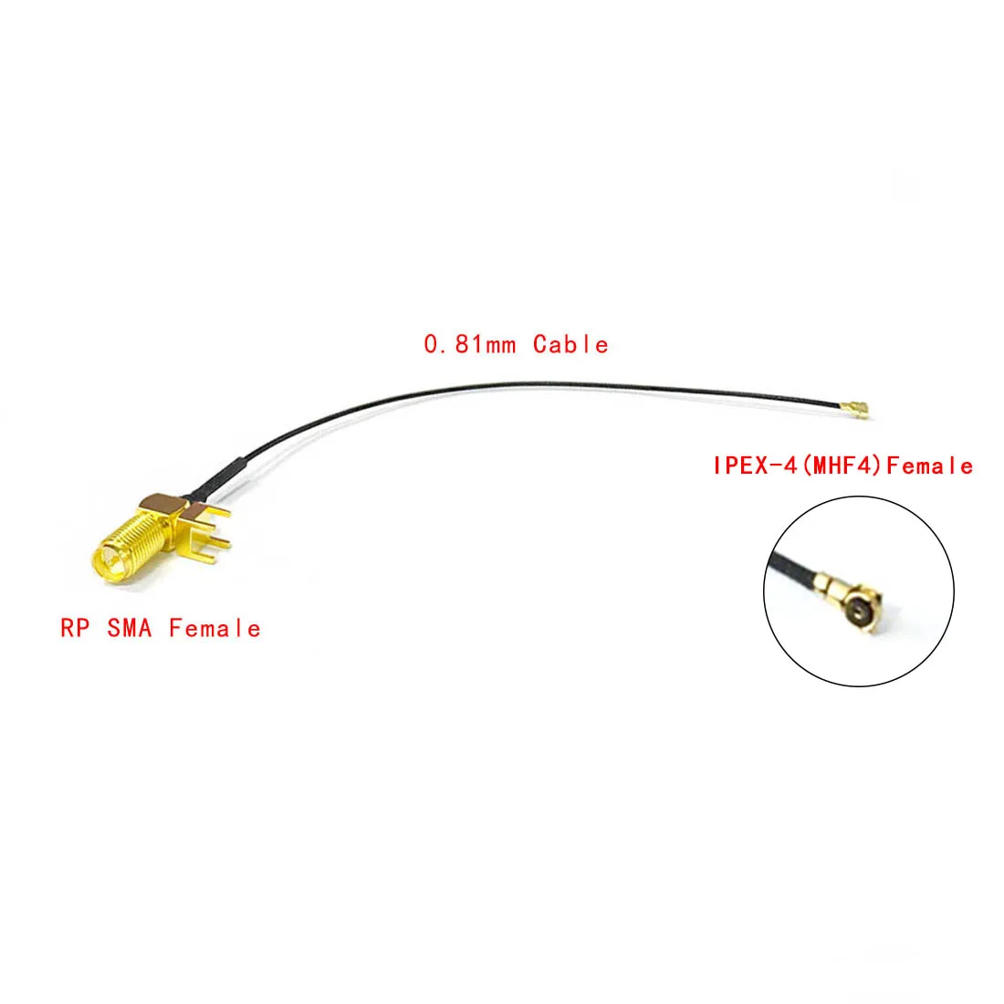 IPEX-4 Female to RP SMA Female PCB Connector Pigtail Wifi Antenna Coaxial Pigtail Extension 0.81mm Cable #2