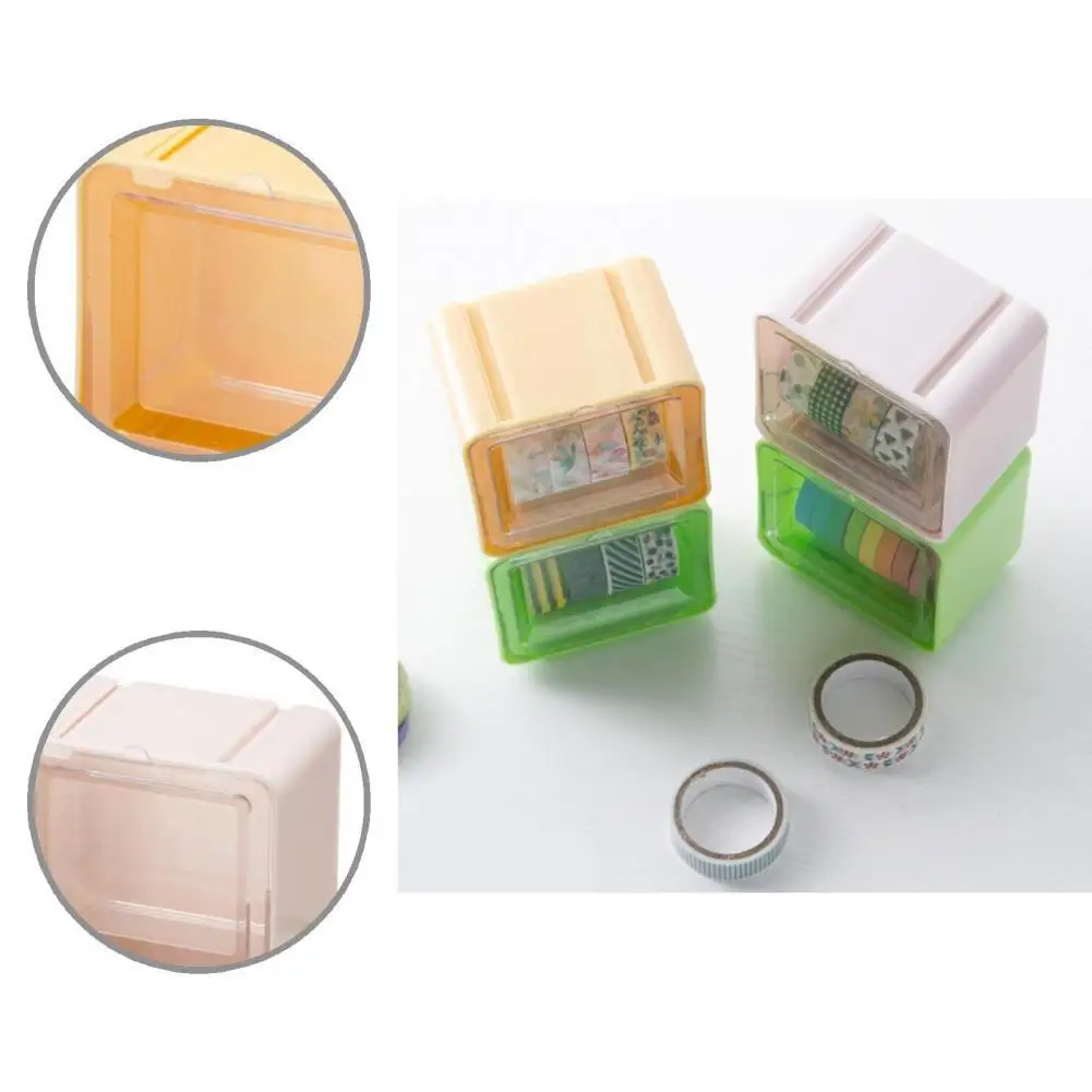 Mini Transparent Visible Desktop Multi Washi Masking Tape Dispenser Plastic Tape Storage Boxes Universal for Dorm