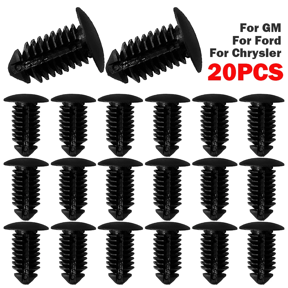 20X Car Clips Fit 10mm Hole Nylon Auto Fastener Fender Bumper Shield Retainer Plastic Rivet For GM For Ford For Chrysler