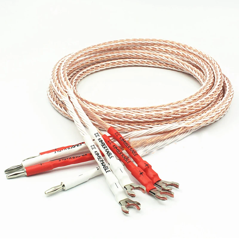 

HiFi 8TC 7N OCC Pure copper Speaker cable hifi audio speaker wire loudspeaker cable 8TC Speaker cable with Banana Y spade