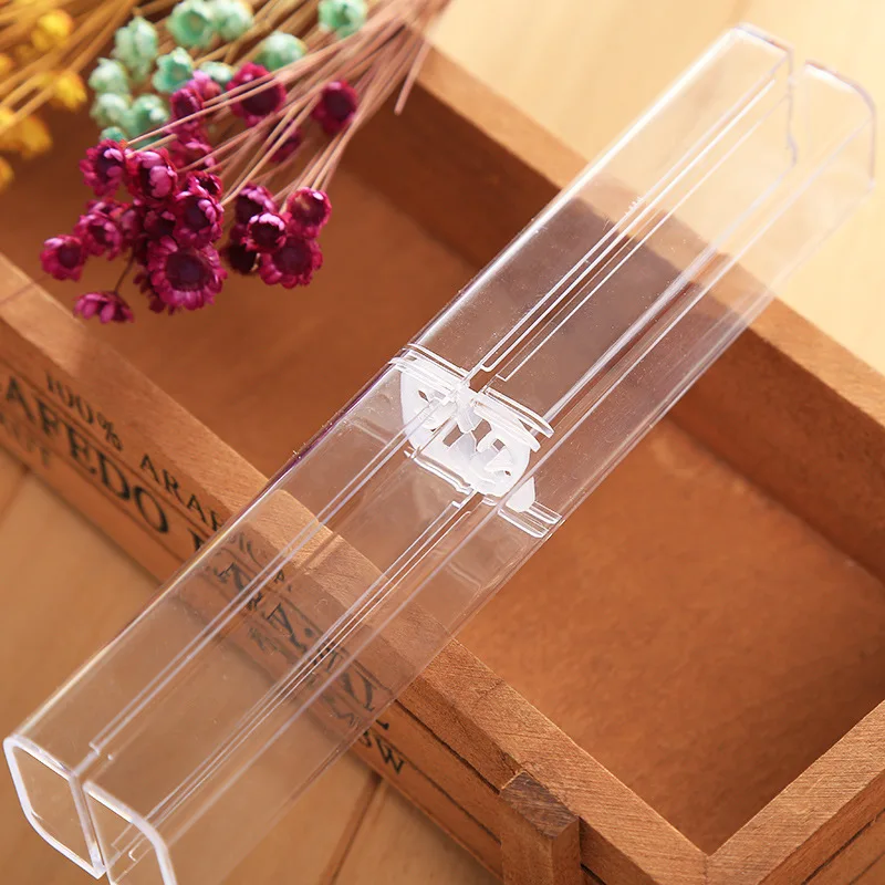 Woman Makeup Pen Beauty Tool Transparent Plastic Box Crystal Eyebrow Pencil Box Rhinestone Storage Case