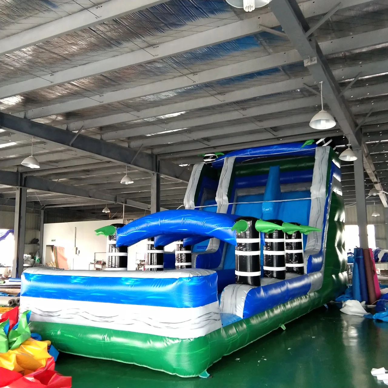 Large Size Factory price PVC material Inflatable Slide with pool  Bouncy Slide for commerical use