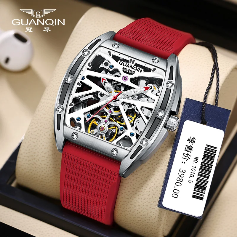 

2021 New GUANQIN Design Tourbillon Men's Mechanical Wristwatch skeleton luxury automatic watch for men Sapphire crystal clock