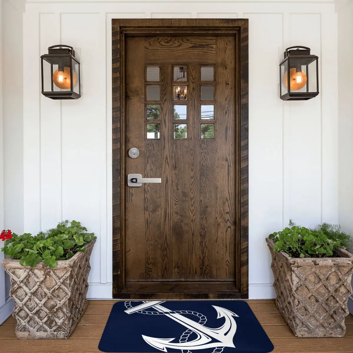 Anchor Nautical White Navy Doormat Rectangle Soft Bathroom Entrance Floor Carpet Home Rug Floor Mat Decor Area Rugs