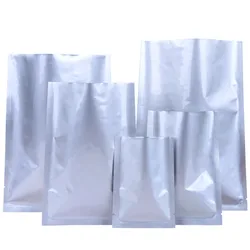 100Pcs Pure Mylar Foil Open Top Bag Tear Notch Heat Vacuum Seal Food Ground Coffee Snack Candy Cookies Packaging Pouches