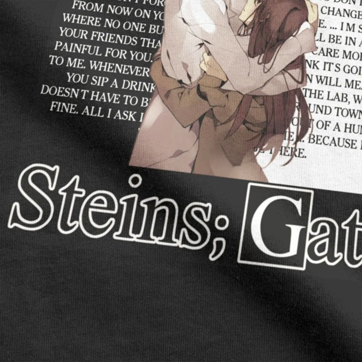 Men\'s Okabe Rintarou & Moe Kurisu Steins Gate T Shirt 100% Cotton Tops Leisure Short Sleeve Crew Neck Tees New Arrival T-Shirts