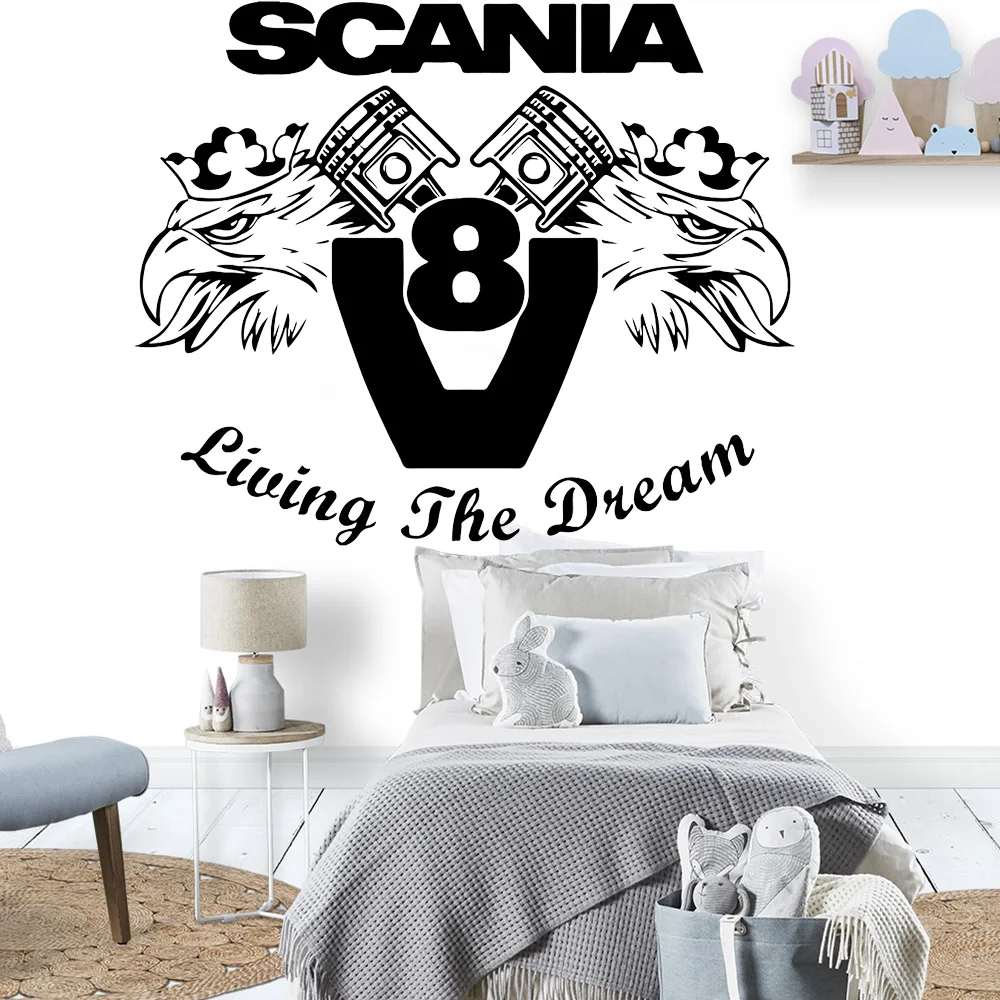 Vehicle Car Wall Stickers Scania Living the dream V8 Svempra Creatives Vinyl Nursery Wall Decals Home Decor Teen Bedroom Y623