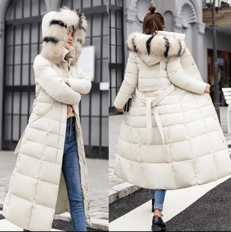 

New Fashion Women Long Parka Coat Thick Warm Cotton Padded Coat Ladies Slim Long Sleeve Fur Collar Coat Outwear