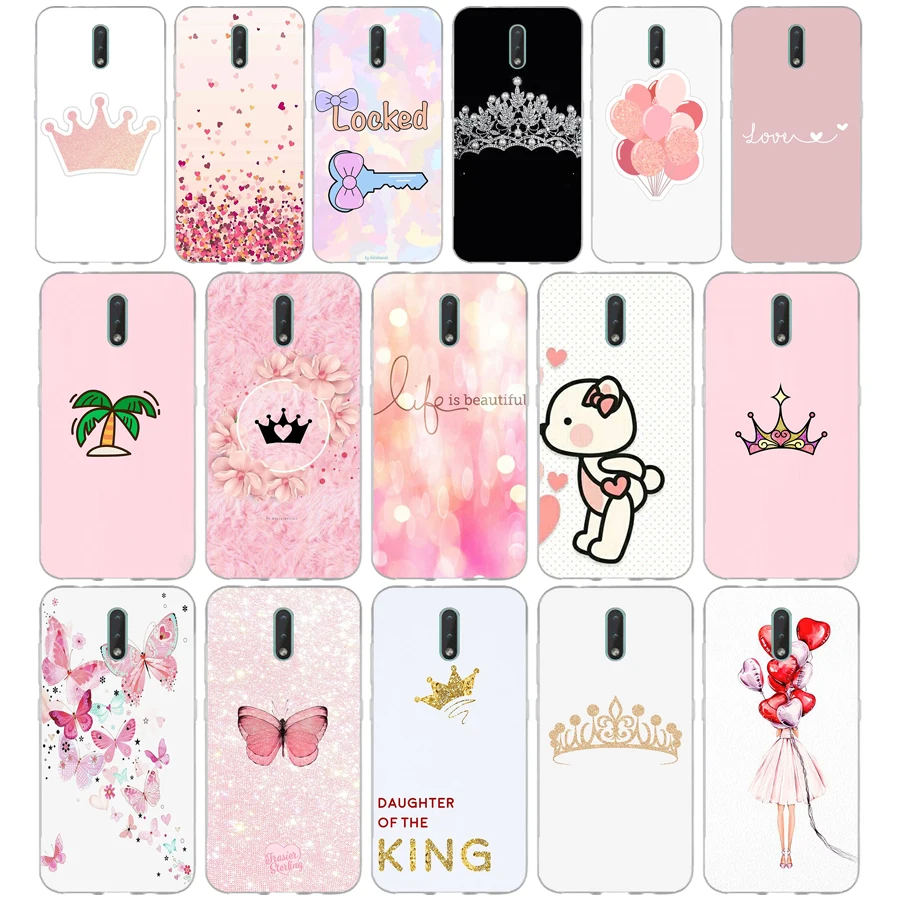 346FG pink Crown Princess Luxury design gift Soft Silicone Tpu Cover phone Case for Nokia 2.1 2.3 3 3.1 4.2 5 5.1 Plus 7.2 6 8